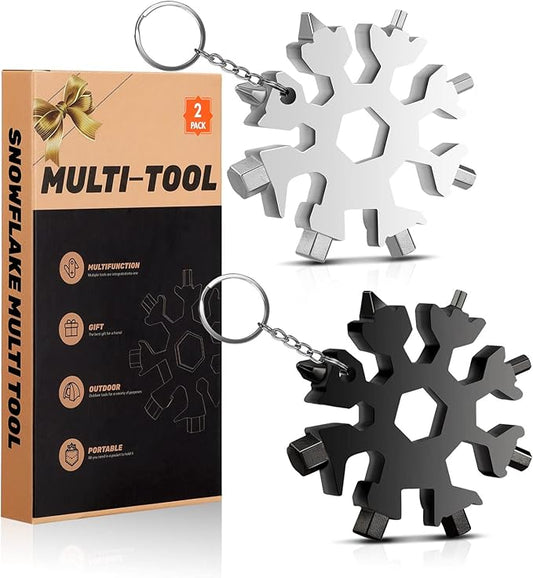 Stocking Stuffers Gifts for Men, 2 Pack 18-in-1 Snowflake multi tools Christmas Gifts-Cool Gadgets for Men-Unique Mens Gifts Ideas for Him, Husband, Dad, Grandpa, Teens, Adults, Boys, Boyfriend
