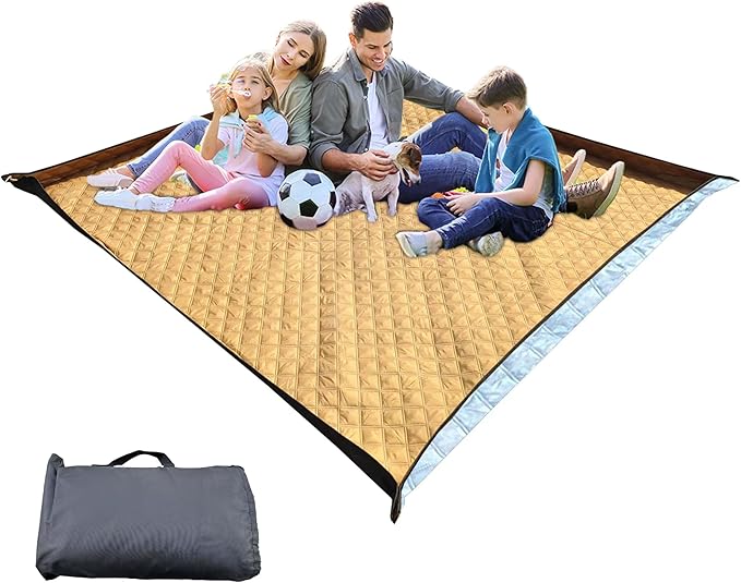 Picnic Blankets,Extra Large Waterproof Foldable,Oversized Waterproof Beach Blanket,Portable Washable Picnic Mat (Khaki 80'’*80'’)