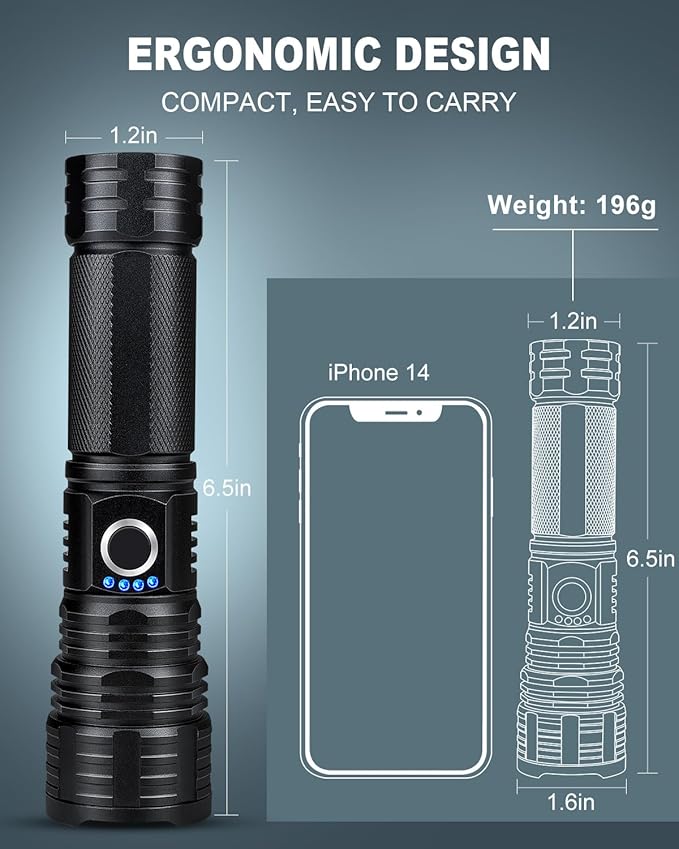 3 Pack Flashlights High Lumens Rechargeable, 990,000 Lumens Super Bright Flashlight with 5 Modes, High Powered Flash Light, Handheld LED Flashlights for Home Camping, IPX6 Waterproof