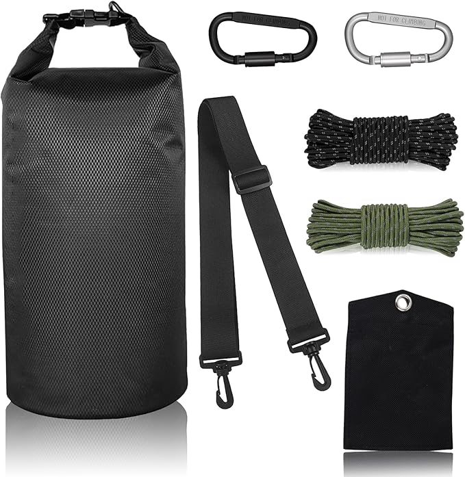 Bear Food Bag Hanging System, Ultralight Camping Bear Bag Kit Include 10L Waterproof Bear Bag, Pulley System with Survival Utility Ropes, Clips, Rock Pouch and Instructions