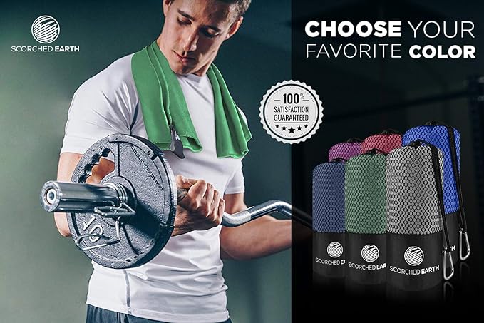 Microfiber Travel & Sports Towel Set - Quick Dry, Super Absorbent, Compact, Lightweight - for Camping, Backpacking, Hiking, Beach, Yoga, Swimming - Includes 2 Sizes + Carrying Bag & Clip