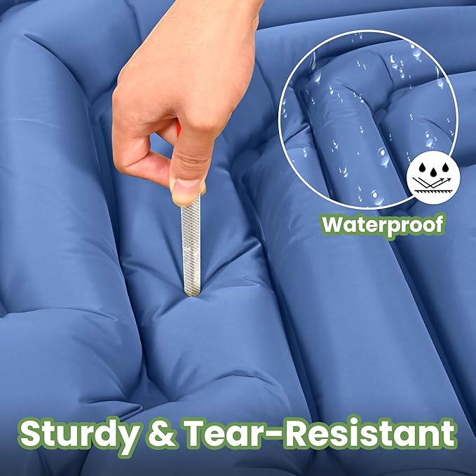 ropoda Extra Thickness 3.9'' Inflatable Sleeping Pad for 2 Person with Pillow, Built-in Foot Pump, 79''*52'' Sleeping Mat with Carry Bag, Ultralight & Compact Camping Mattress for Hiking, Camping