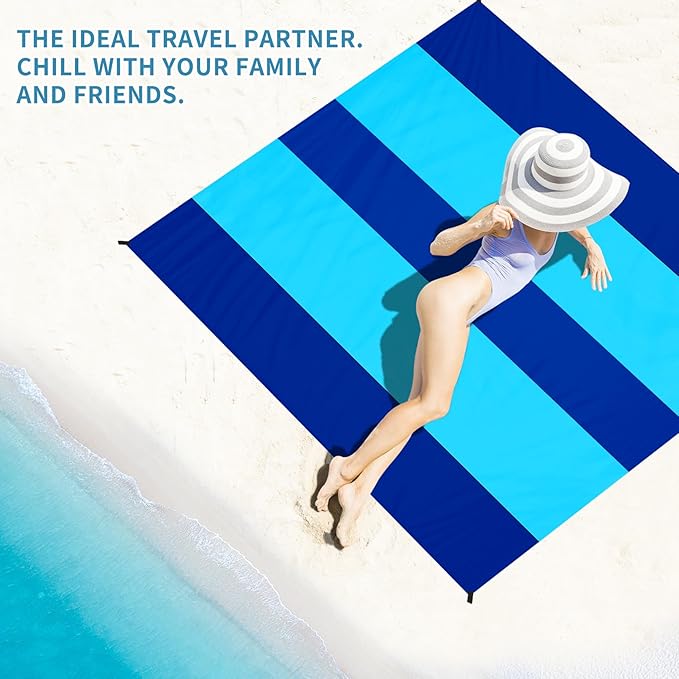 BYDOLL Beach Blanket Sandproof Waterproof 78''×81'' 1-4 Adults Compact Lightweight Oversized Beach Blanket Large Picnic Mat Beach Blanket for Travel Camping Hiking Picnic