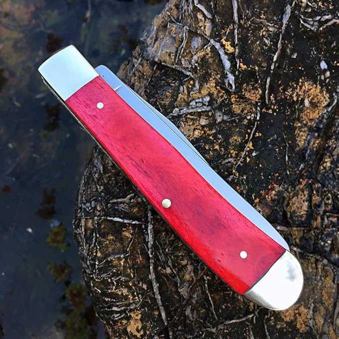 Watchman W131 Two-Blade Large Trapper Slip Joint Knife Folding Pocket Knife with Authentic bone handle scales