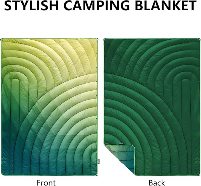 Camping Blanket,Packable Down Alternative Puffy Printed Camping Blanket Lightweight Outdoor Blanket for Camping,Traveling, Stadium, Hiking, Picnics