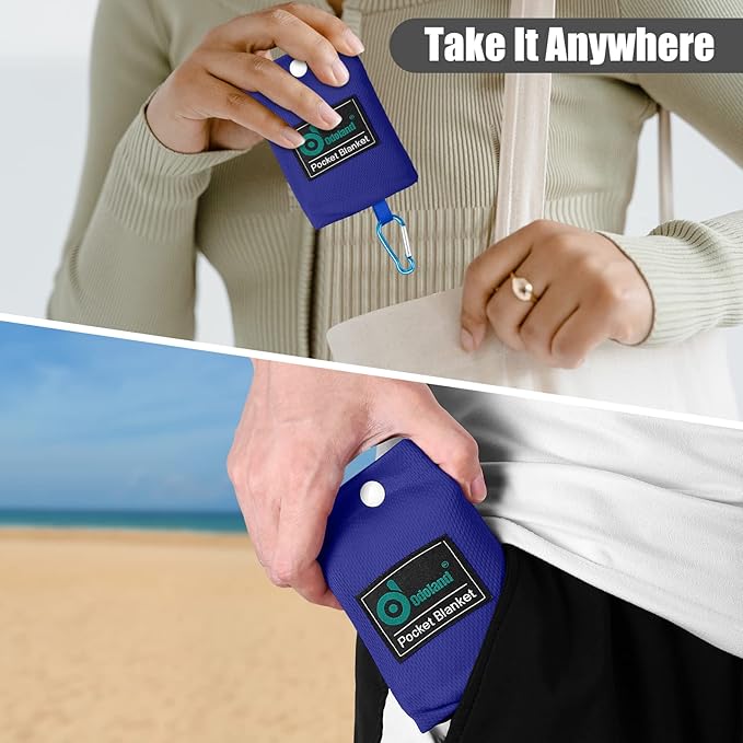 Odoland Beach Blanket Picnic Blanket, SandProof Waterproof Outdoor Pocket Blanket with Portable Bag, Foldable Lightweight Sand Free Quick Drying Beach Mat for Hiking Camping Picnics Travel Concert