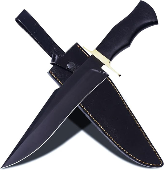 PAL 2000 KNIVES BOW-3157 Custom Handmade D2 Steel Hunting Knife Black Powder Coated Unique Personalized Knife Fixed Blade Tactical Survival Knife with Sheath