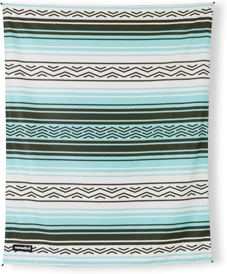 Nomadix Festival Blanket - Perfect for Picnics, Camping, & Lawn Seating - Plush Top & Water Resistant Base - Made with Post Consumer Recycled Materials - Agua Blue - 60x70 in