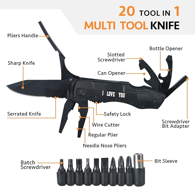 Birthday Gifts for Men Dad, Multitool Pliers Folding Pocket Knife,Christmas Gifts for Dad,Stocking Stuffers for Husband Boyfriend Him,Cool Gadgets Practical Gifts for Outdoor