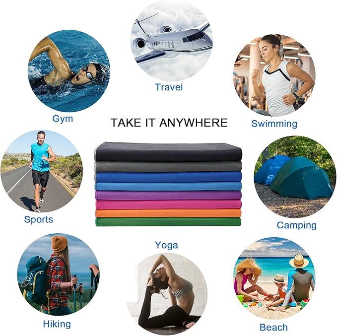 Your Choice Microfiber Travel Towel, Fast Drying Towel for Camping, Travel, Beach, Gym, Backpacking, Sports and Swimming. Sweat Absorbent, Lightweight and Ultra Compact
