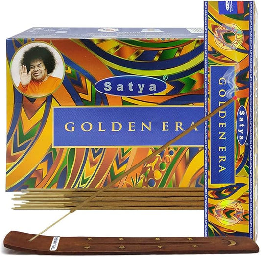 Golden Era Incense Sticks and Incense Stick Holder Bundle Insence Insense Satya Incense