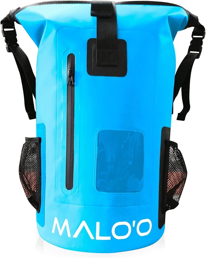 Malo'o 30L Waterproof Roll-Top Backpack - Ideal for Beach, Backpacking, Fishing, and Kayaking - Heavy-Duty Beach and Boat Accessory
