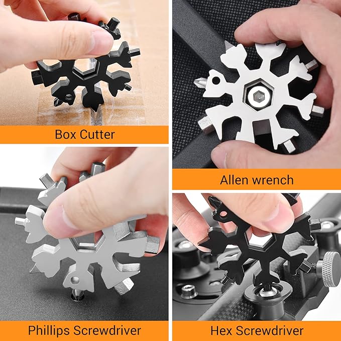 Gifts for Men, 18 in 1 Snowflake Multitool, Stocking Stuffers for Men, Mens Stocking Stuffers, Cool Gadgets for Mens Gifts, White Elephant Gifts for Adults, Dad Gifts for Men Who Have Everything