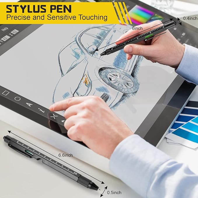 Father's Day Gifts from Daughter Son Wife, 9 in 1 Multitool Pen, Gifts for Men Who Have Everything, Unique Gifts for Dad from Daughter Son, Dad Gifts for Him, Husband, Grandpa, Boyfriend - All Black