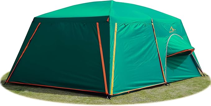 KTT Extra Large Tent 10-12-14 Person(Style-B),Family Cabin Tents,2 Rooms,3 Doors and 3 Windows with Mesh,Straight Wall,Waterproof,Double Layer,Big Tent for Outdoor,Picnic,Camping,Family Gathering