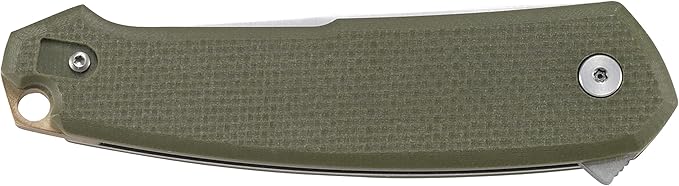 CRKT Tueto EDC Pocket Knife: Everyday Carry Utility Folder, Plain Edge Drop Point Blade with Liner Lock, Assisted Open, Bead Blast Finish, Olive Green G10 Handle 5325