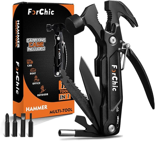 Hammer Multi Tool 12 in 1 Hammer Camping Gear Survival Tool, Birthday Christmas Gift for Men, Christmas Gifts for Dad Who Wants Nothing, Mens Gifts for Him, Dad, Husband, Grandpa, Boyfriend
