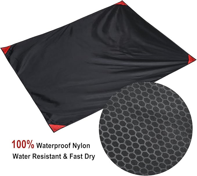 Odoland Beach Blanket Picnic Blanket, SandProof Waterproof Outdoor Pocket Blanket with Portable Bag, Foldable Lightweight Sand Free Quick Drying Beach Mat for Hiking Camping Picnics Travel Concert