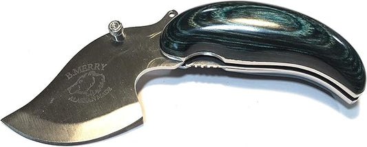 Made in Alaska Dymondwood Ulu Pocket Knife Folding - Blue