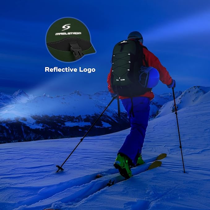 Maelstrom Hiking Backpack,Camping Backpack,40L Waterproof Hiking Daypack with Rain Cover,Lightweight Travel Backpack,Green