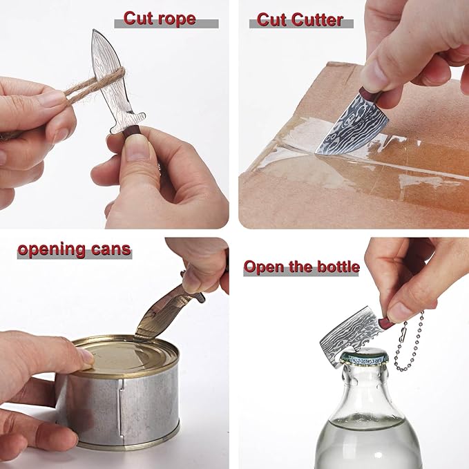 Mini Knife Set,Tiny Knife Set with Sheath,Mini Pocket Knives Keychain for Knife Collectors Gifts and Package Opener Box Cutter (4)