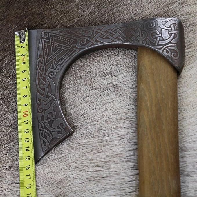 Handmade Viking Axe Real Carbon Steel Axe with Leather Sheath Camping Bearded Axes & Hatchets Hunting Axe Valentine's Day Gift, Camping & Hiking Cosplay Axe Gift for him (VK-Ax-6)