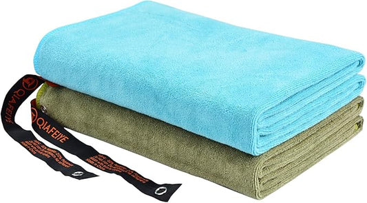 Gym Towels for Men 20inch X 40inch Women Microfiber Cycling Workout Sweat Towel Set Quick Dry Exercise Sports Travel Towel Fast Drying 2-Pack, (Army Green + Turquoise)
