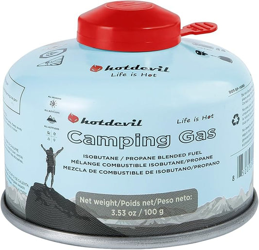 Isobutane Fuel Canister 100 Gram Camping Stove Fuel Butane Propane Blend Camping Fuel Gas Canister Backpacking Fuel Light-weight Compact Camping Fuel Mini Propane Tanks Camp Stove Fuel 3.53oz
