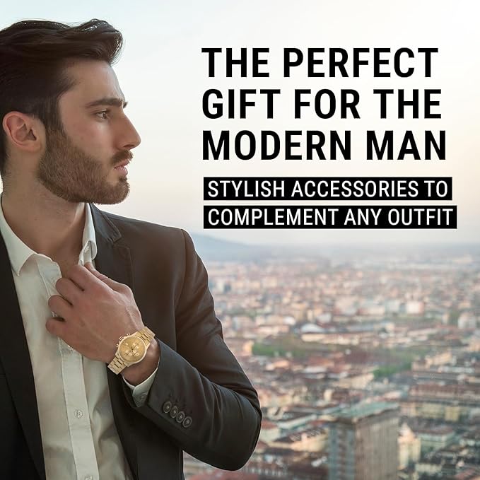 Classic Theme EDC Men's Gift Set, Tactical Pocket Knife & Multifunctional Sports Chronograph Watch