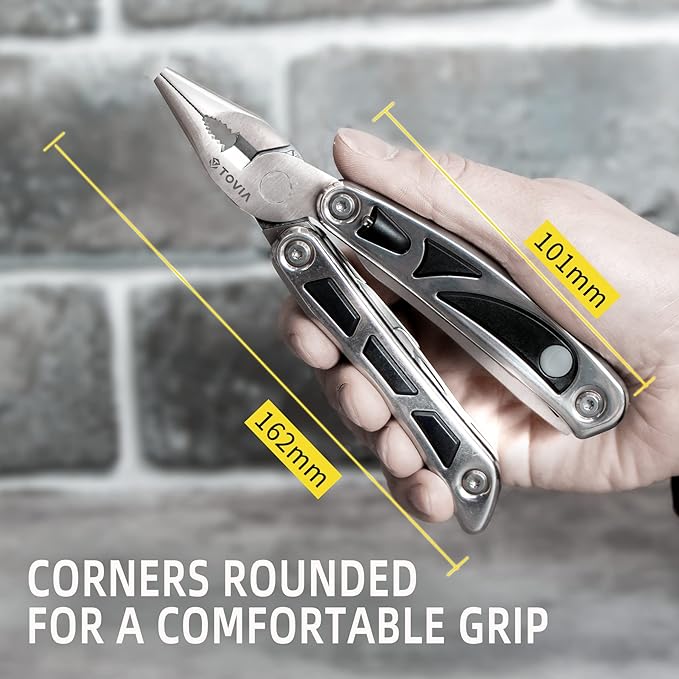 T TOVIA 12 in 1 Multitool Pliers Folding Knife Multi Cable Wire Cutter Stripper Camping Hunting Multitool with Carabiner
