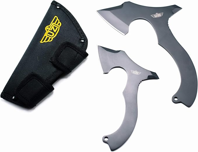 UZI Throwing Axes Combo - Includes 5.25-inch and 4-inch Blade Heads, Double Edged, Full Tang