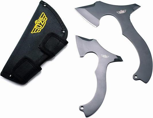 UZI Throwing Axes Combo - Includes 5.25-inch and 4-inch Blade Heads, Double Edged, Full Tang