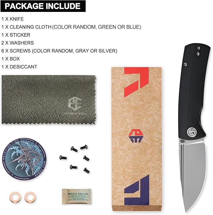 Petrified fish PFP01X Beluga,2.99" 14C28N Sand blasting Blade,95.6g G10 Hande Front Flipper Liner lock Folding knife (Sand blasting, Black G10)