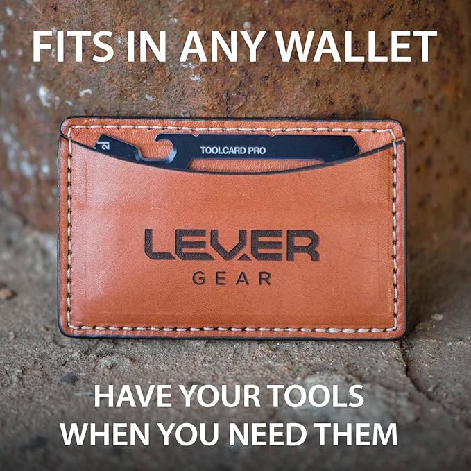 Lever Gear Toolcard Pro - 40 in 1 Credit Card Multitool. Slim, Minimalist Survival Card Wallet Tool Card. TSA Approved Multitool Card Pocket Tool. (Black)