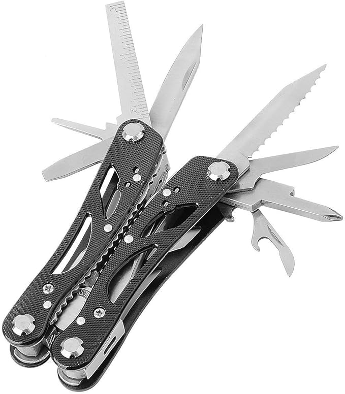 Poeland Multitool Pliers Set Stainless Steel Screwdriver Tool with 11 Screwdriver Bits Black 10 Pack