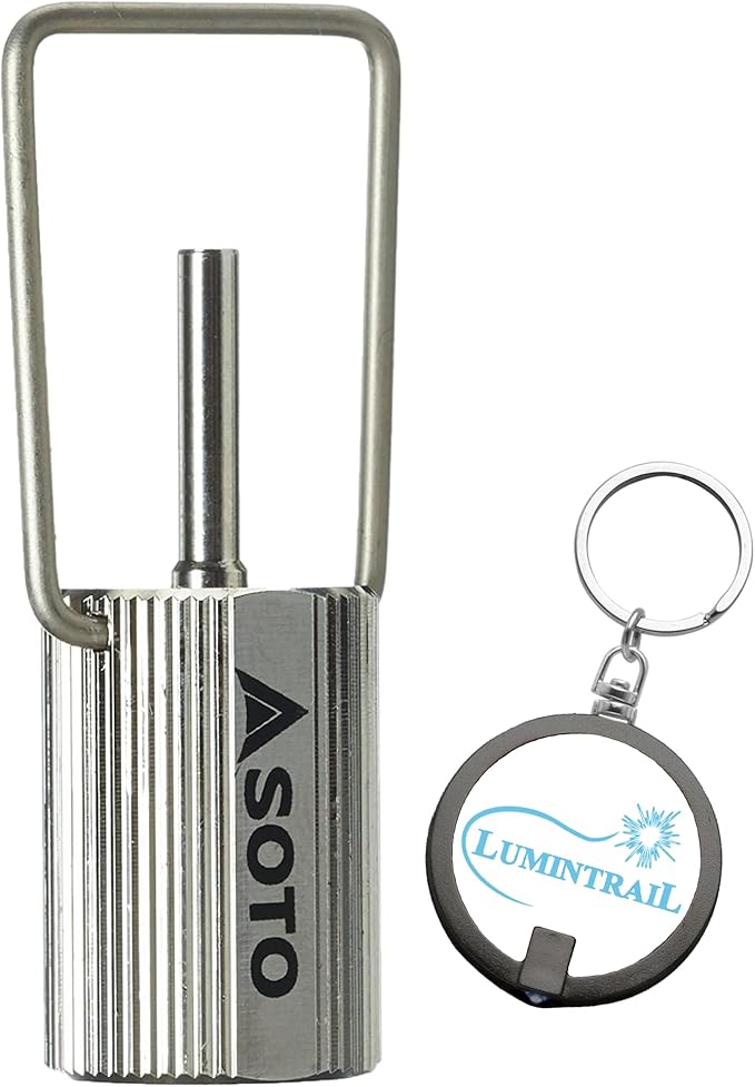 Lumintrail SOTO Fill Adapter for Butane Gas Bundle with Lumintrail Keychain Light - Adapter Tip for Camp Stove Fuel Burners, Torches, and Lighters