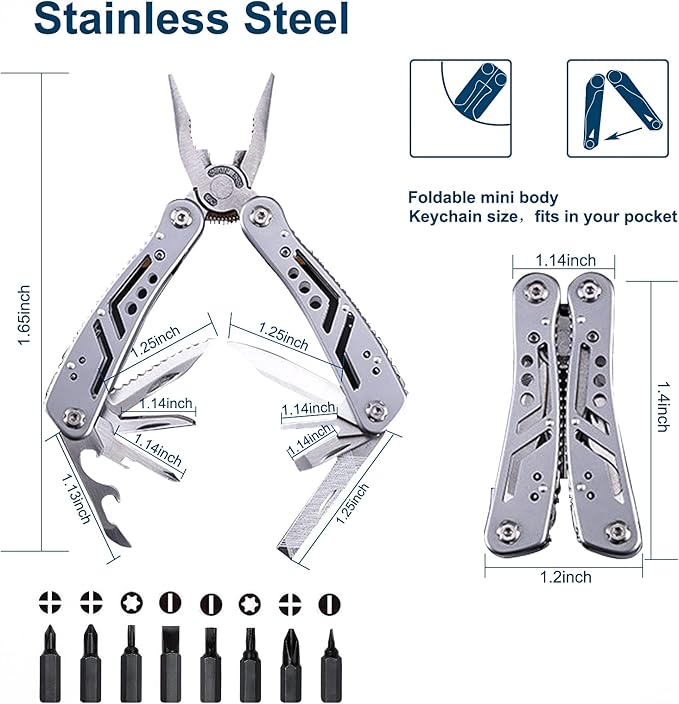 Multi Tool: Multitool Pliers - Pocket Knife Set, 24-in-1 Camping Tool with Screwdriver Bits Set, Can&Bollte Opener for Camping, Gifts for Men Father/Husband/Boyfriend