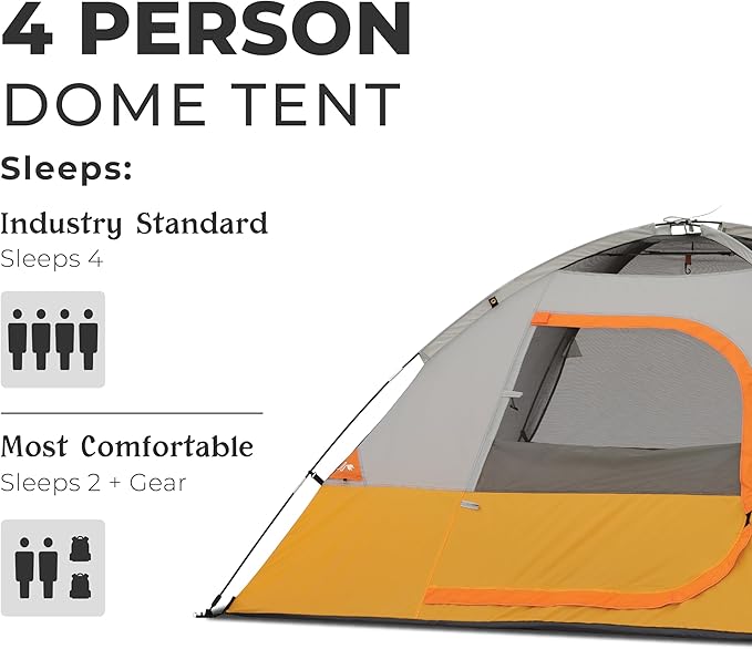 CORE Tent for Family Camping, Hiking and Backpacking | 3 Person / 4 Person / 6 Person / 9 Person Person Dome Camp Tents with Included Tent Gear Loft for Outdoor Accessories
