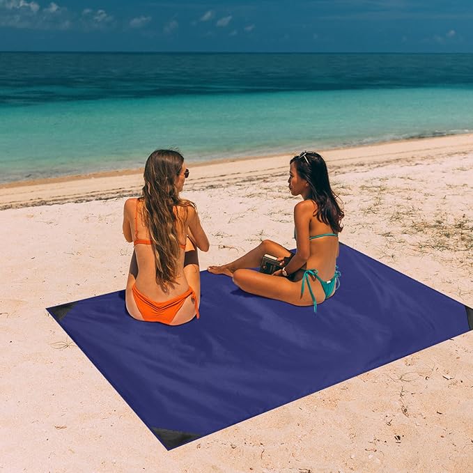 Odoland Beach Blanket Picnic Blanket, SandProof Waterproof Outdoor Pocket Blanket with Portable Bag, Foldable Lightweight Sand Free Quick Drying Beach Mat for Hiking Camping Picnics Travel Concert
