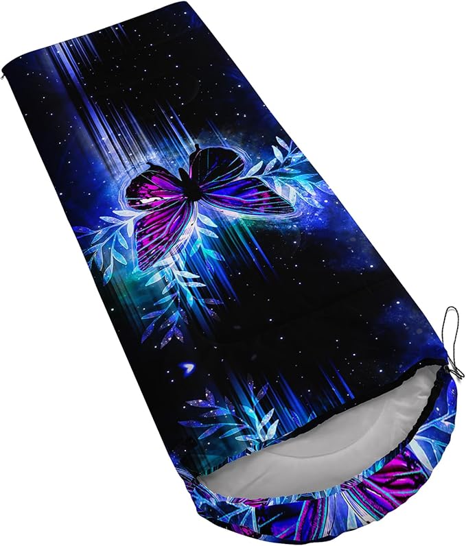 AILONEN Kids Floral Cat Camping Sleeping Bags,Lightweight & Waterproof,3 Season Warm & Cool Weather,Kawaii Kitten Sleeping Bags for Girls Adults,Travelling,Outdoors