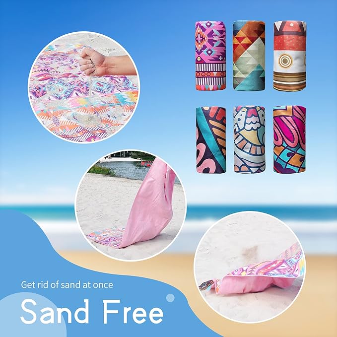 Hiturbo Microfiber Beach Towel,(71"x35") Oversized Sand Free Travel Towels Fast Drying Swimming Towel, Lightweight Compact Camping Towel Super Absorbent Pool Towel
