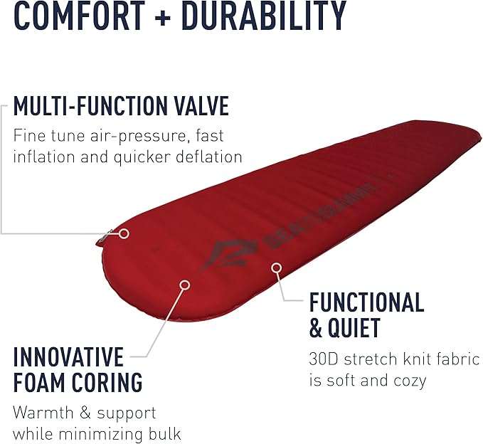Sea to Summit Comfort Plus Self-Inflating Foam 2-Person Camping Mattress, Crimson Red