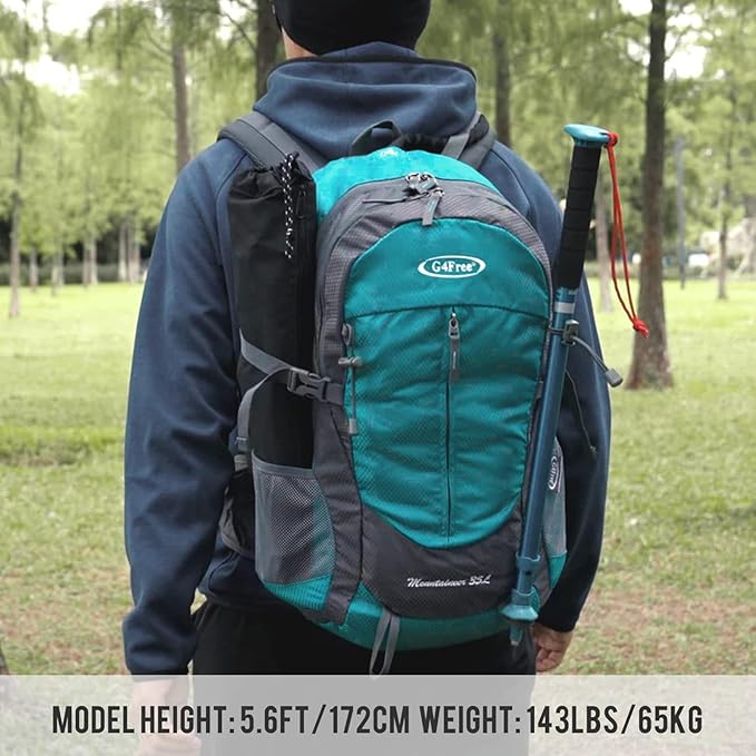 G4Free 35L Hiking Backpack Water Resistant Outdoor Sports Travel Daypack Lightweight with Rain Cover for Women Men (Army Green)