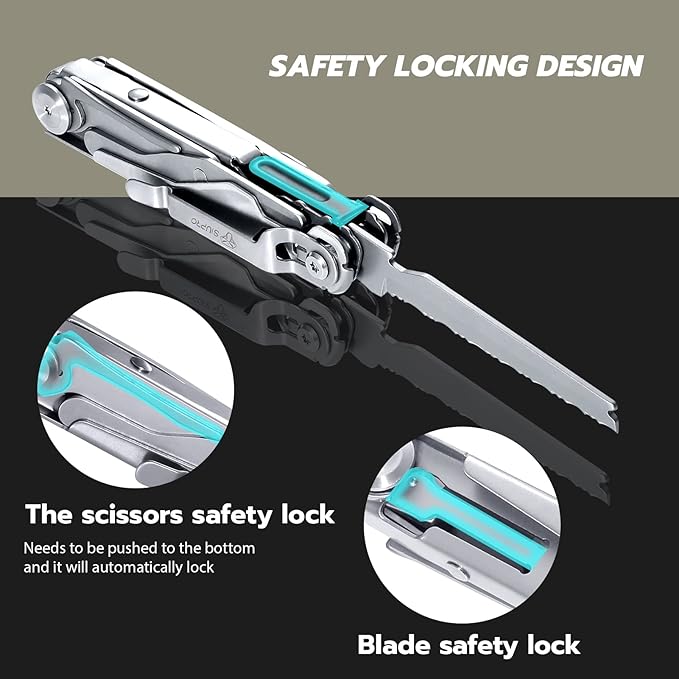 9 in 1 Multitool Pocket Knife Set for Men, Survival Small Multi Tool Scissors with Clip, Tactical Gear for Camping, Outdoor, Fishing, Car, Work, Gifts Ideas