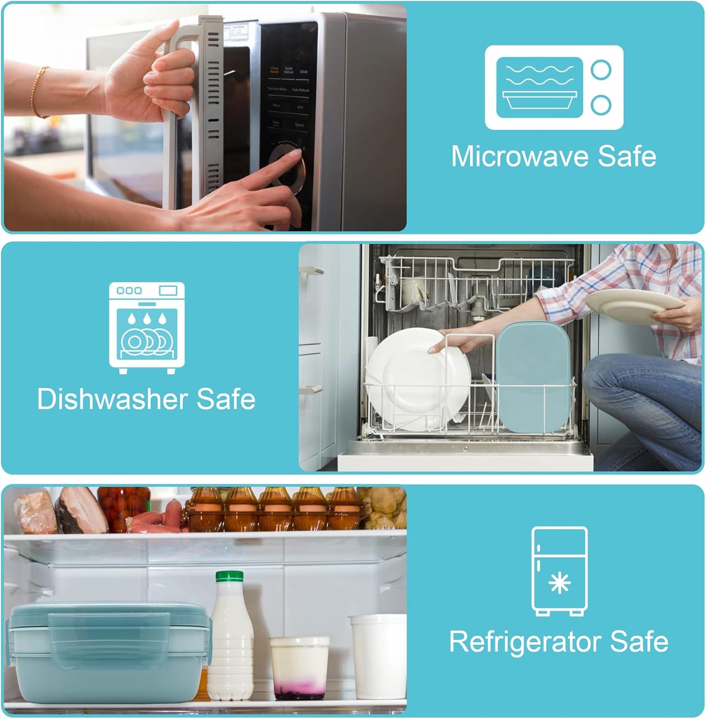 JBGOYON® Bento Lunch Box for Adults, Kids, Men, and Women – Includes Stackable Lunch Containers and Lunch Bag, Perfect for Boys and Girls, Microwave Safe and BPA-Free（Green ）