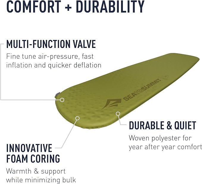 Sea to Summit Camp Self-Inflating Foam Sleeping Mat for Camping and Backpacking, Rectangular - Regular (72 x 25 x 1.5 inches)