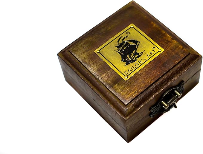 Sailor's Art Pocket Compass | Camping Travelling Equipment | Boat Brass Chain Compass with a Beautiful Quote| Nautical Navy Directional Compass | Table Top