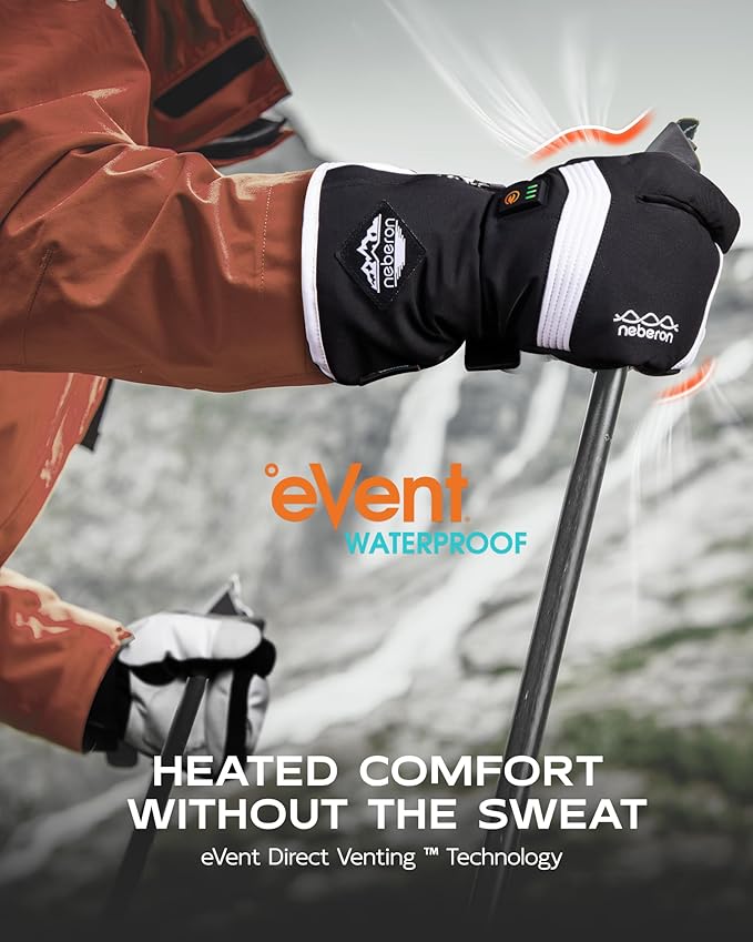 Heated Mittens for Men Women, 7.6V Rechargeable Battery Electric Mittens, Event Waterproof and Breathable Winter Mittens, Perfect for Skiing Snowboarding Motorcycling Hunting Camping