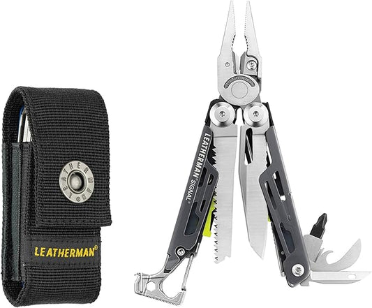 LEATHERMAN, Signal, 19-in-1 Multi-tool for Outdoors, Camping, Hiking, Fishing, Survival, Durable & Lightweight EDC, Made in the USA, Grey/Yellow