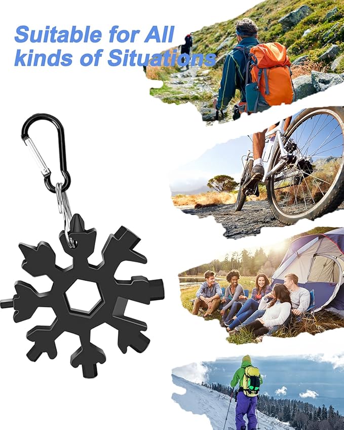 Gifts for Men Women, 2 Packs 18-in-1 Snowflake Multitool, Birthday Gifts for Adults Him Dad Husband, Cool Gadgets for Men Who Have Everything